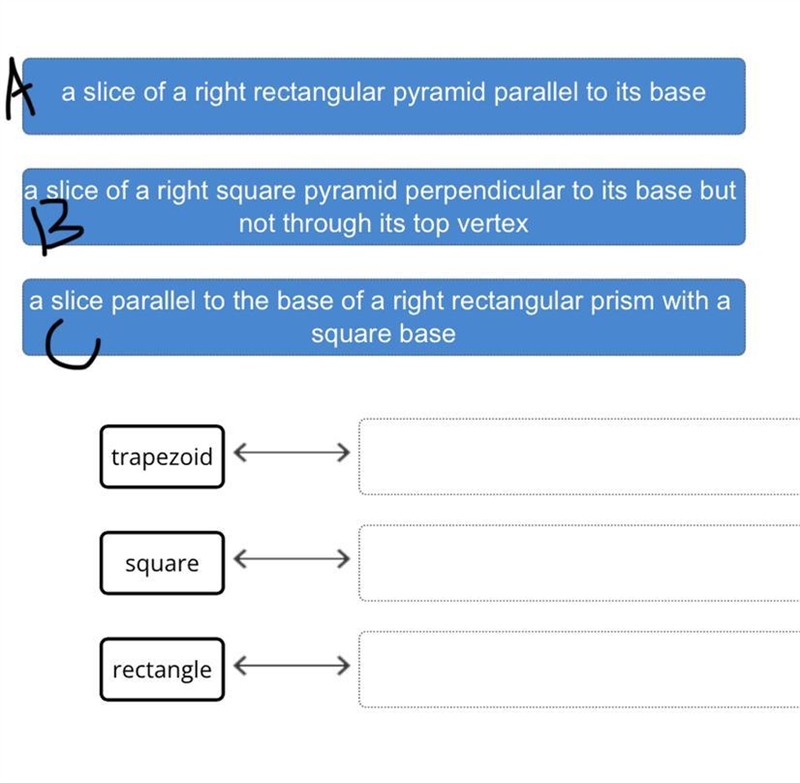 Drag the tiles to the correct boxes to complete the pairs. Match the descriptions-example-1