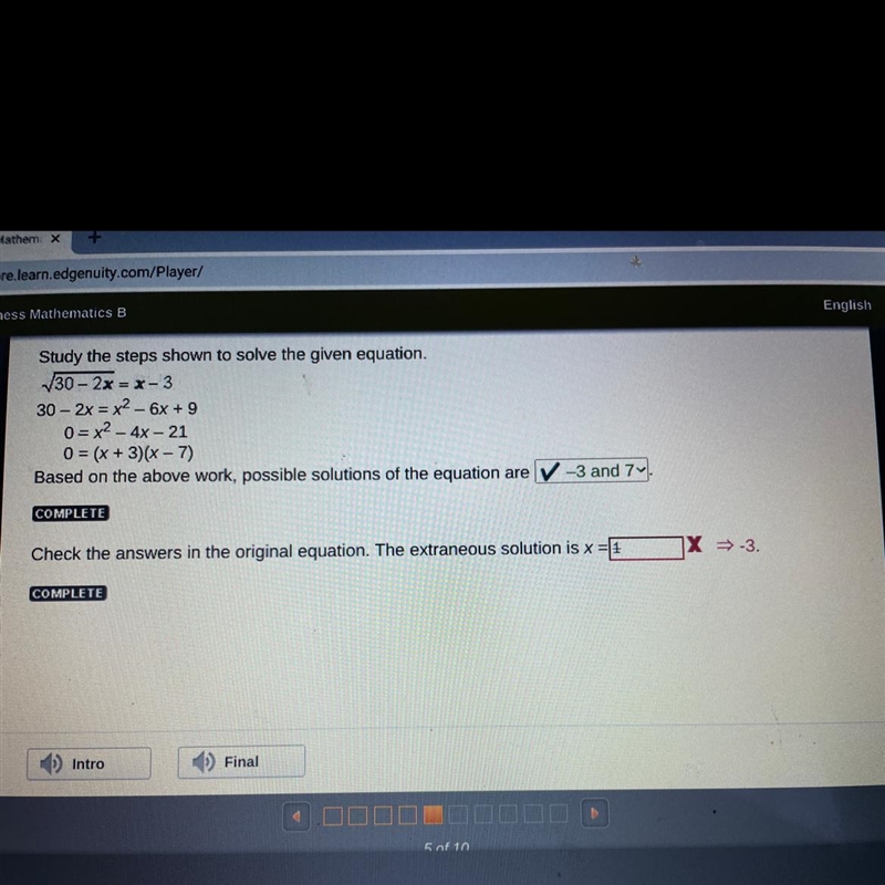 Part one is -3 and 7 part two is -3-example-1