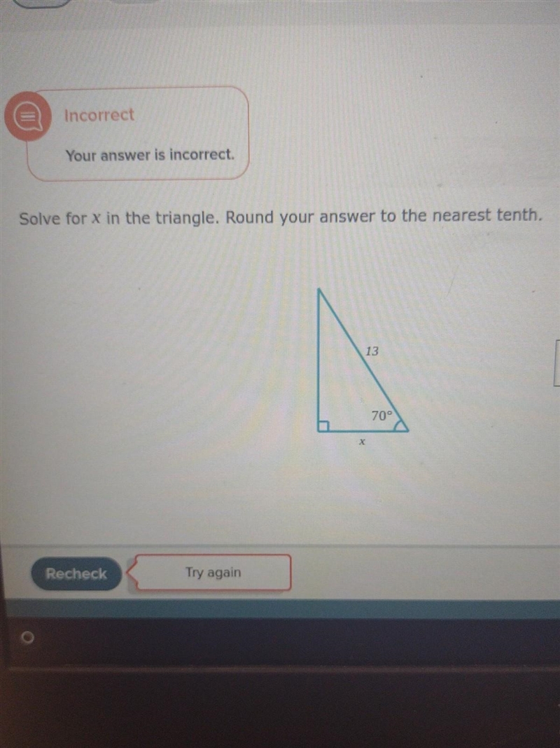 Solve for x in the Triangle. Round your answer to the nearest tenth ​-example-1