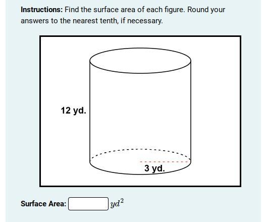 Instructions: Find the surface area of each figure. Round your answers to the nearest-example-1