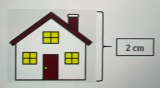 The height of the house below is drawn to a scale of 1:300. What is the actual heightof-example-1