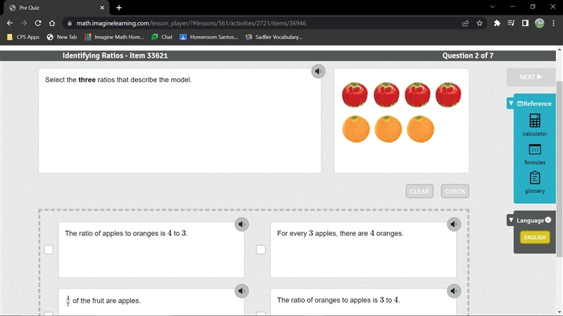 Select the three ratios that describe the model-example-1