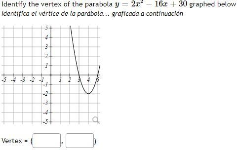 Identify the vertex of the parabola graphed below-example-1