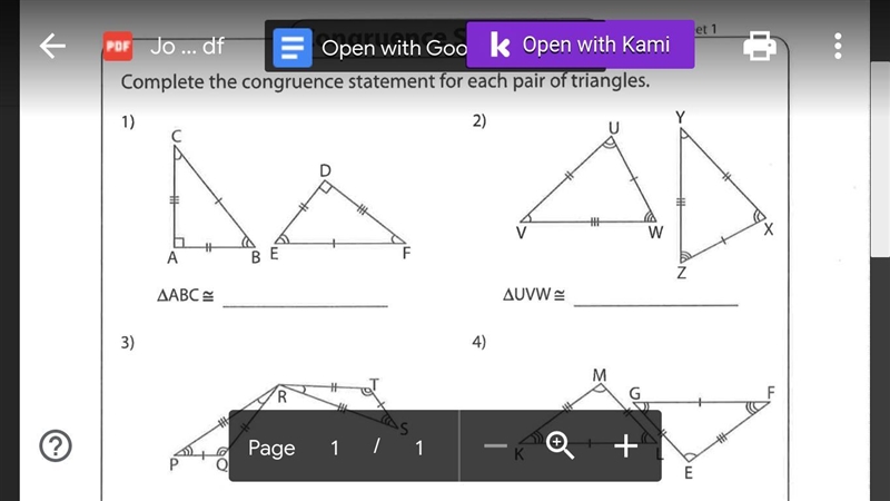 Congruence Statements- Just the answer for #1 please!-example-1