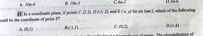 In a coordinate plane, if points C(2, 5), D(- 1, 2) and E(x, y) lie on line 4, which-example-1