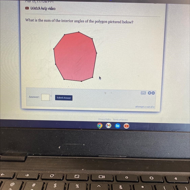 What is the sum of the interior angles of the polygon pictured below?-example-1