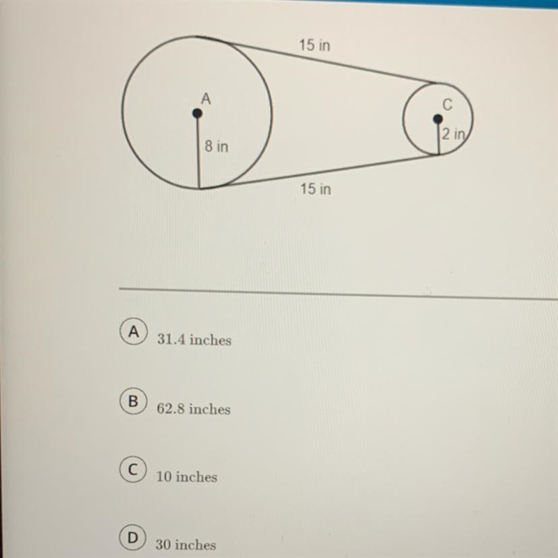 A certain machine is to contain two wheels, one of radius 2 inches and one of radius-example-1