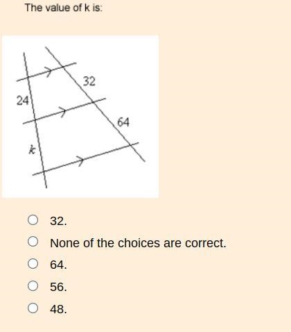 The value of k is: please help im struggling-example-1