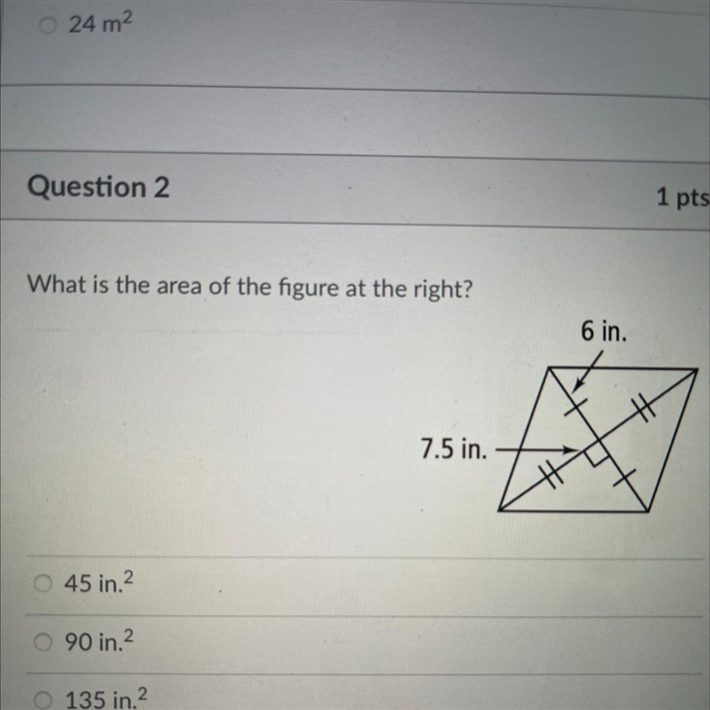 What is the area of the figure at the right 6 in. 7.5 in. Please HELP-example-1