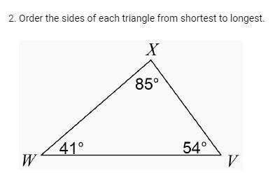 Order the sides of each triangle from shortest to longest.-example-1