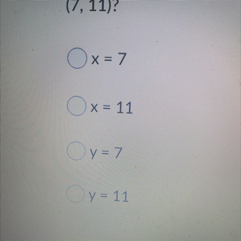 What is the equation of a horizontal line that passes through the point (7, 11)-example-1