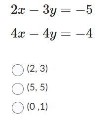 Which ordered pair is a solution to the system of equations below?-example-1