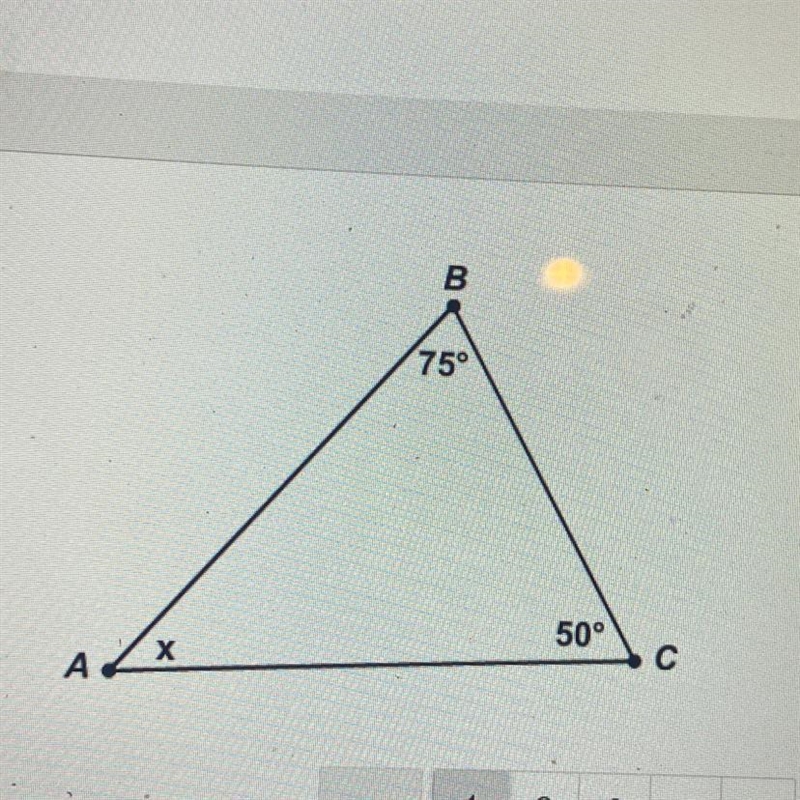 What is the value of x? B 75° Enter your answer in the box. X= 50° с х-example-1