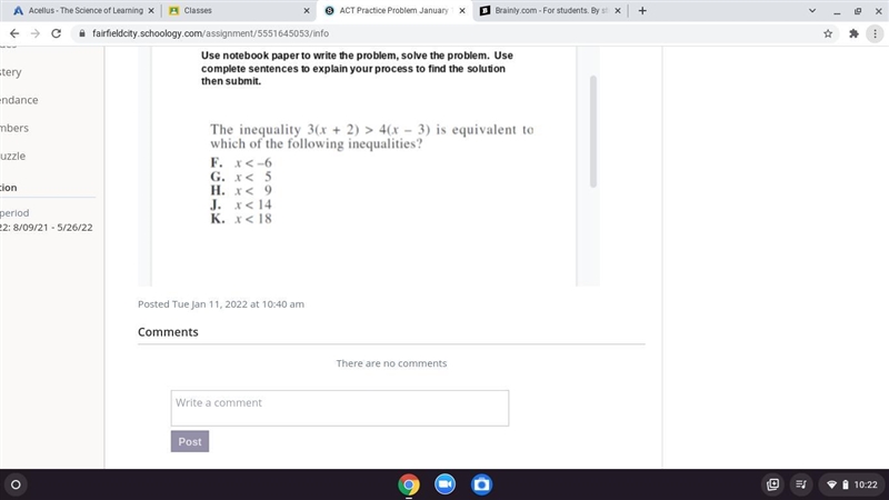 The inequality 3(x + 2) > 4(x - 3) is equivalent to which of the following inequalities-example-1