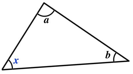 Given that angle a = 72° and angle b = 37°, work out x. The diagram is not drawn accurately-example-1