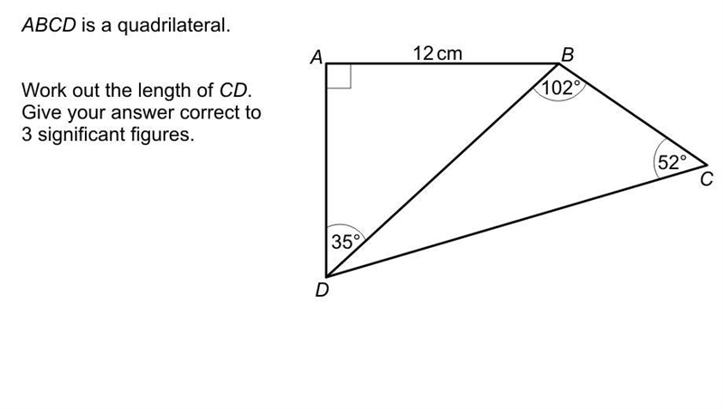 ABCD is quadrilateral. work out the length of cd-example-1