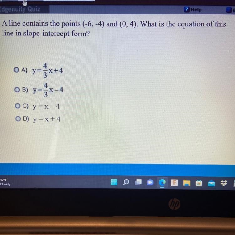 A line contains the points (-6, -4) and (0,4). What is the equation of this line in-example-1