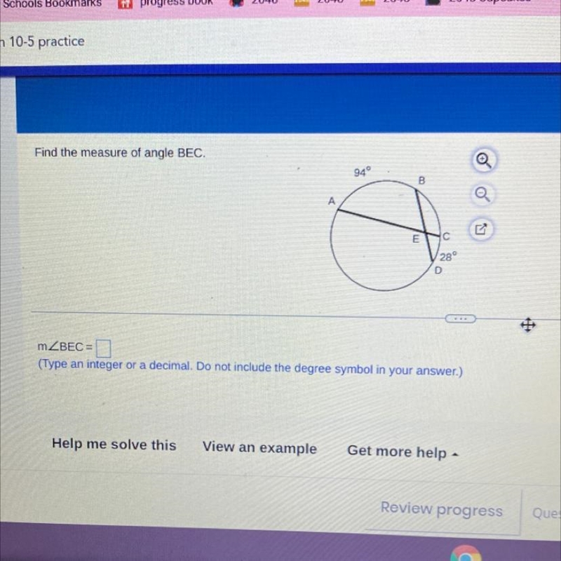 Find the measure of angle BEC.-example-1