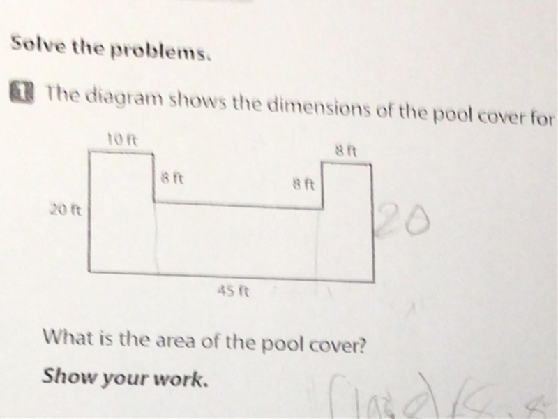 The diagram shows the dimensions of the pool cover for a hotel pool, what is the area-example-1