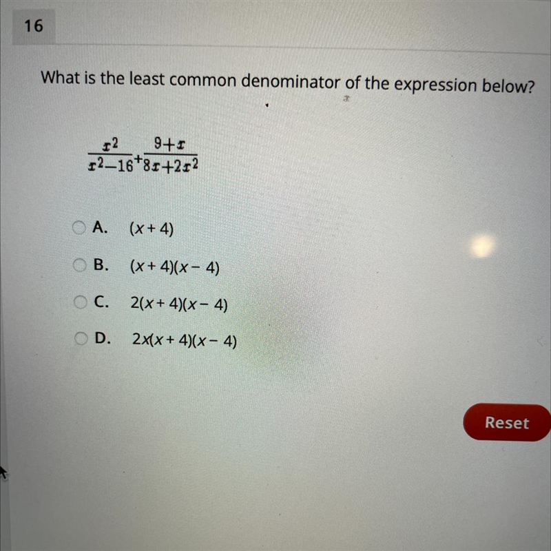 ASAP!!! What is the least common denominator of the expression below?-example-1