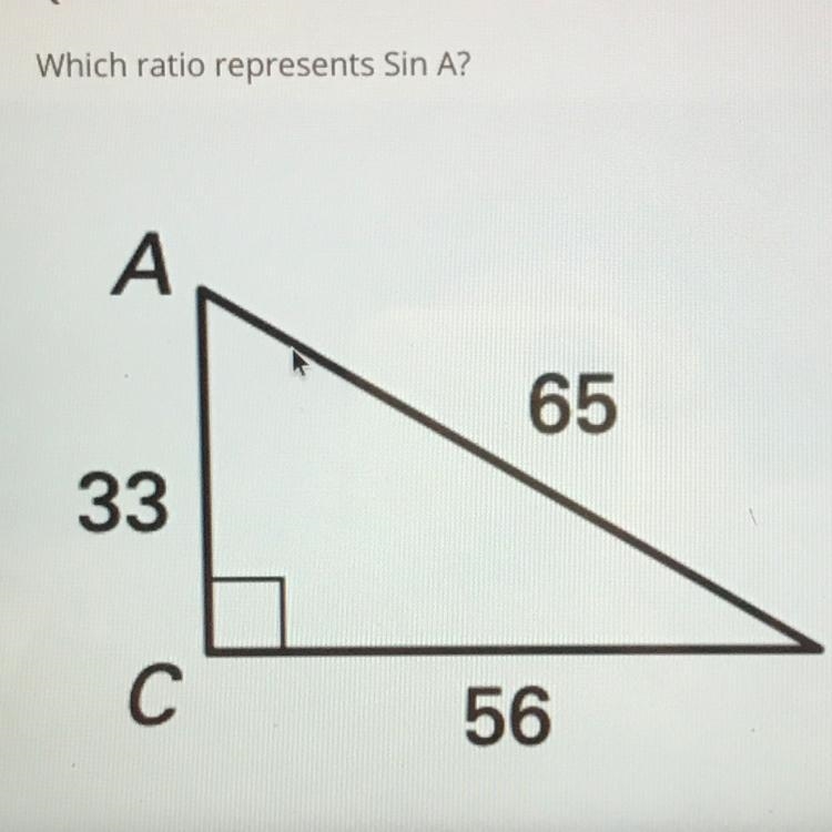 Which ratio represents Sin A?-example-1