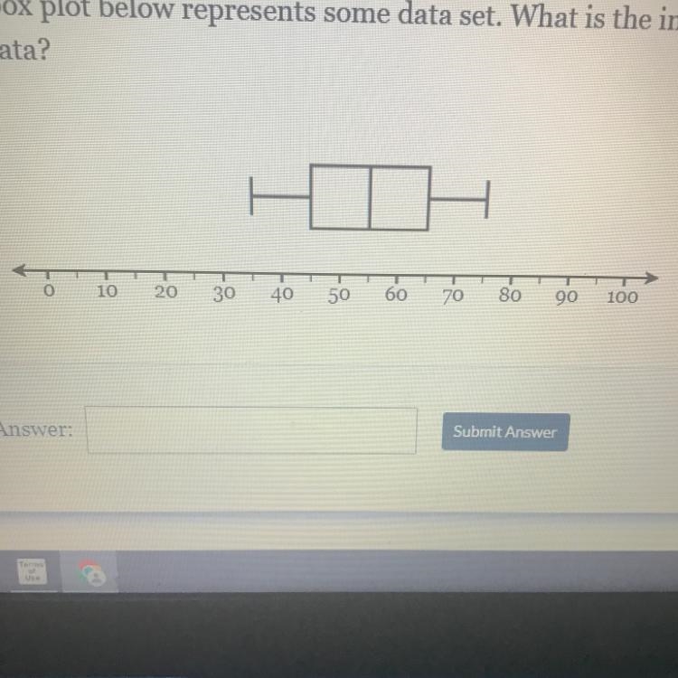 The box plot below represents some data set. What is the interquartile range (IQR-example-1