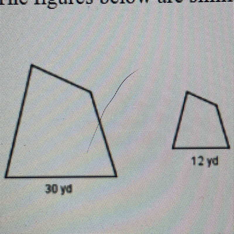 The figures below are similar. 12 yd 30 yd What are a) the ratio of the perimeters-example-1