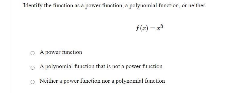 Identify the function as a power function, a polynomial function, or neither.-example-1