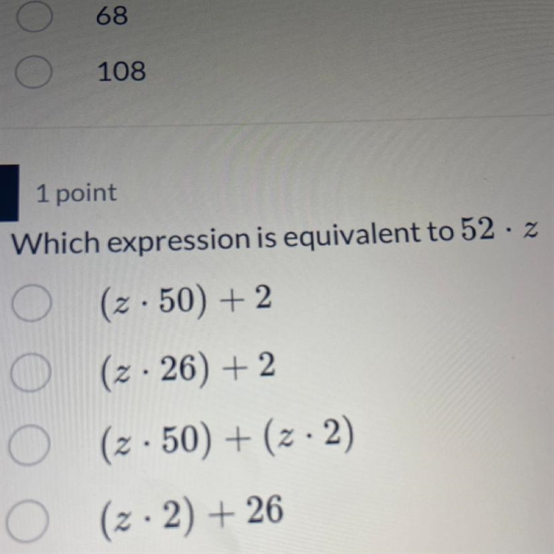 Which expression is equivalent to 52.2 O (2.50) + 2 (2 • 26) + 2 O (z.50) + (z. 2) O-example-1