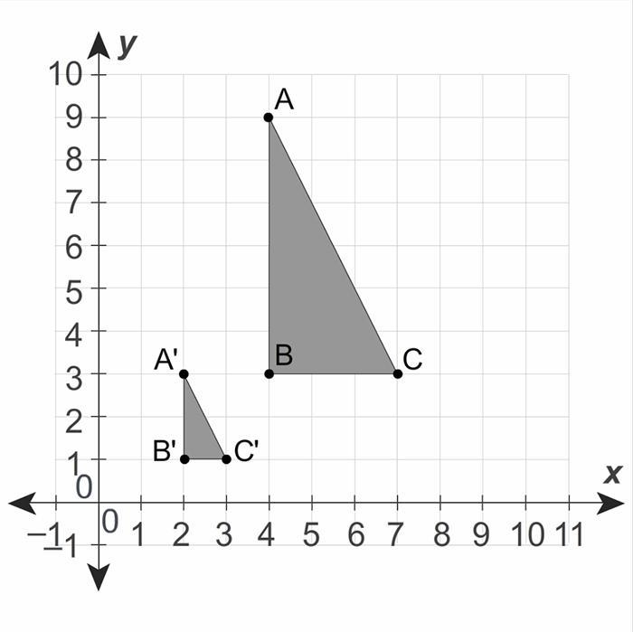 Triangle A′B′C′ is the image of triangle ABC after a dilation. What is the scale factor-example-1