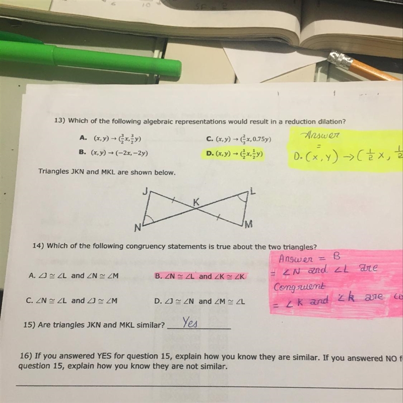 13) Which of the following algebraic representations would result in a reduction dilation-example-1