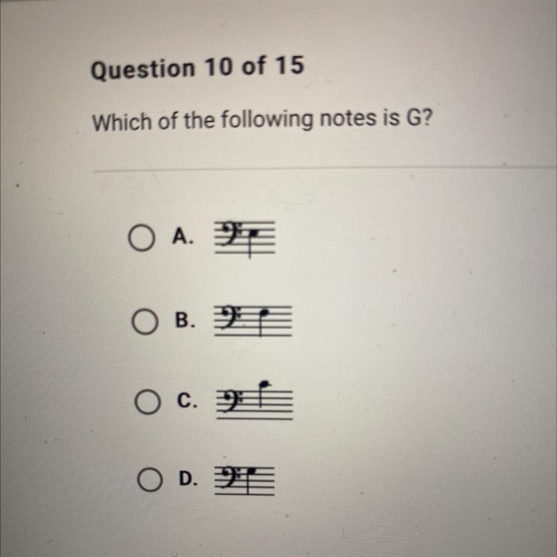 Which of the following notes is G?-example-1