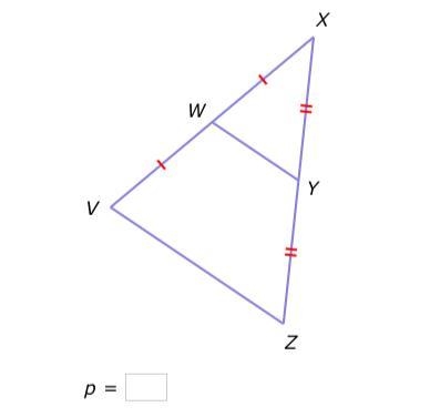 If VZ=p–7 and WY=p–21, what is the value of p?-example-1