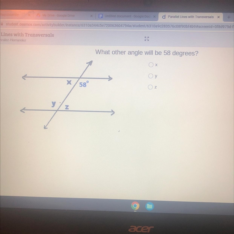 What other angle will be 58 degrees?-example-1