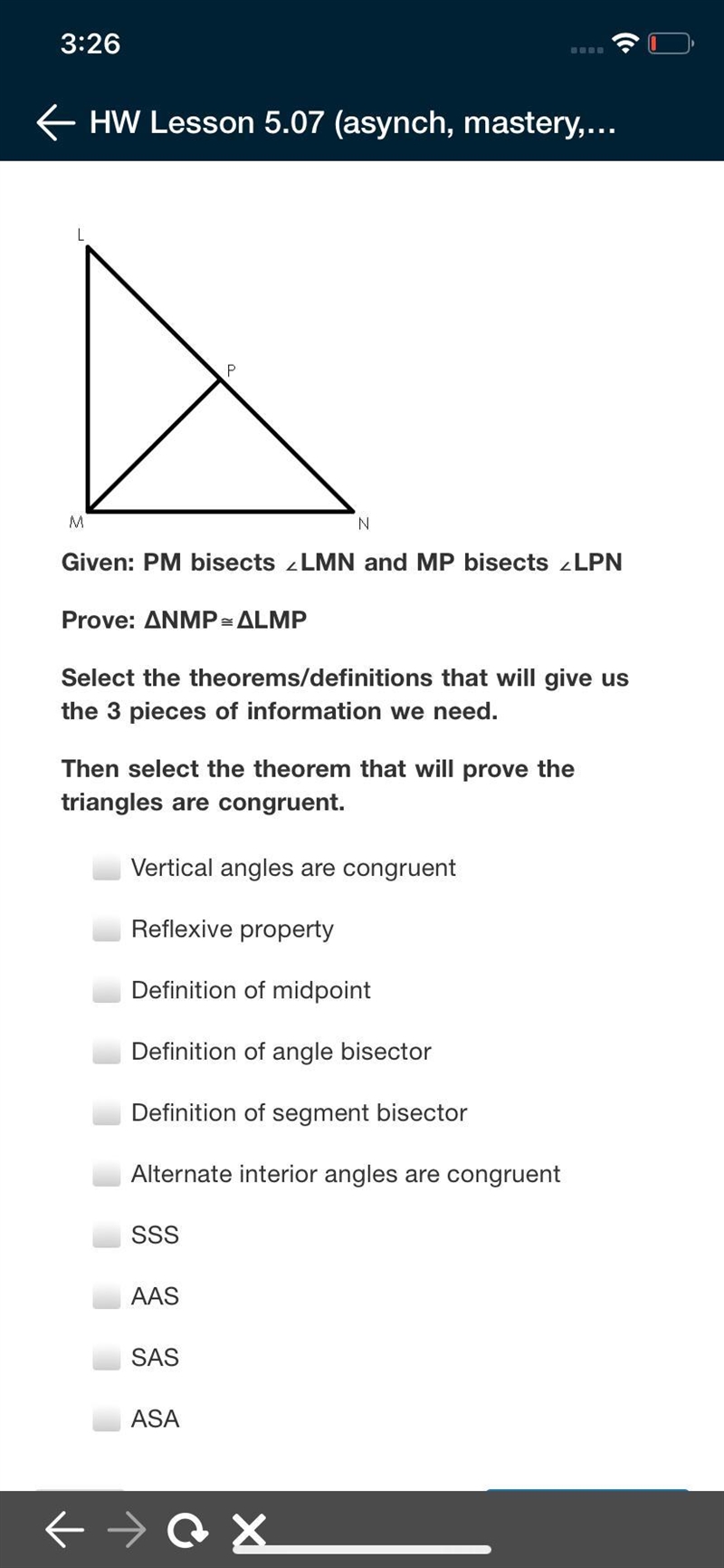 Prove: NMP = LMPWhat theorems/definitions are needed to get the 3 pieces of information-example-1