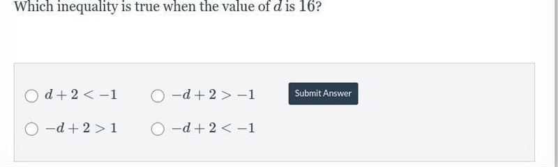 Which inequality is true when the value of d is 16?-example-1