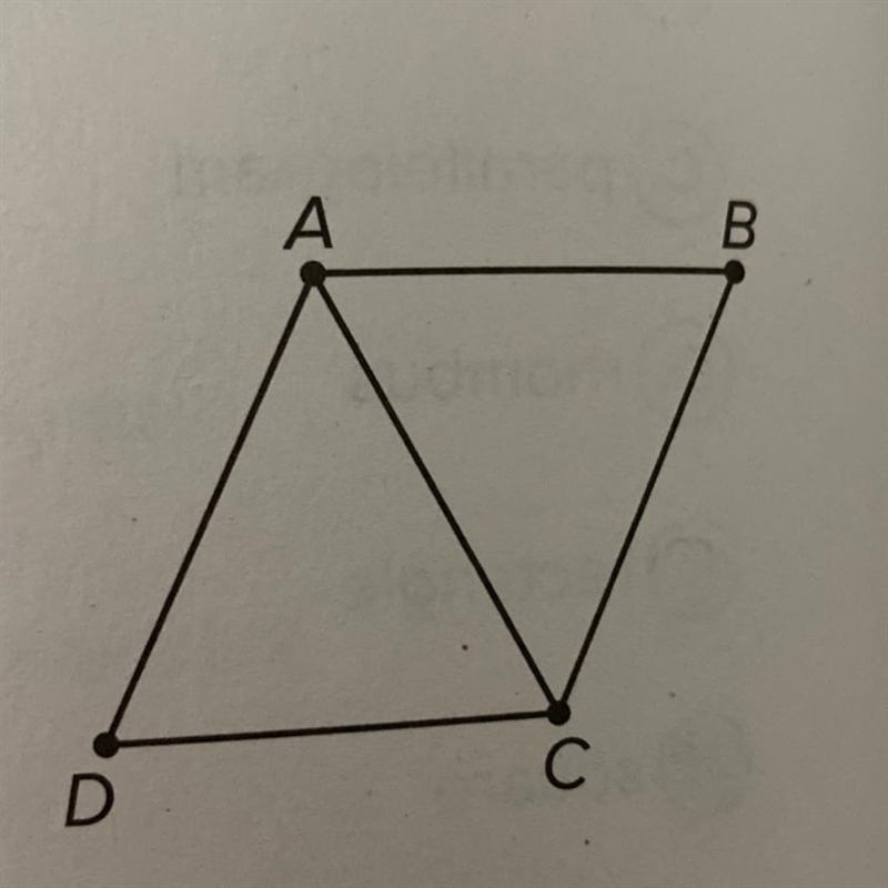 In quadrilateral ABCD, triangle ADC is congruent to CBA. Show that ABCD is a parallelogram-example-1