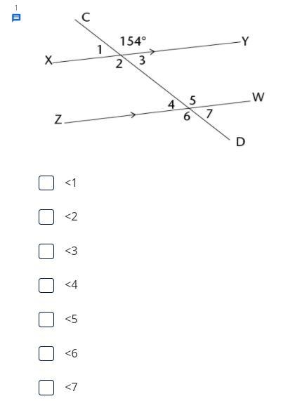 Select ALL the angles that have a measure of 154.-example-1