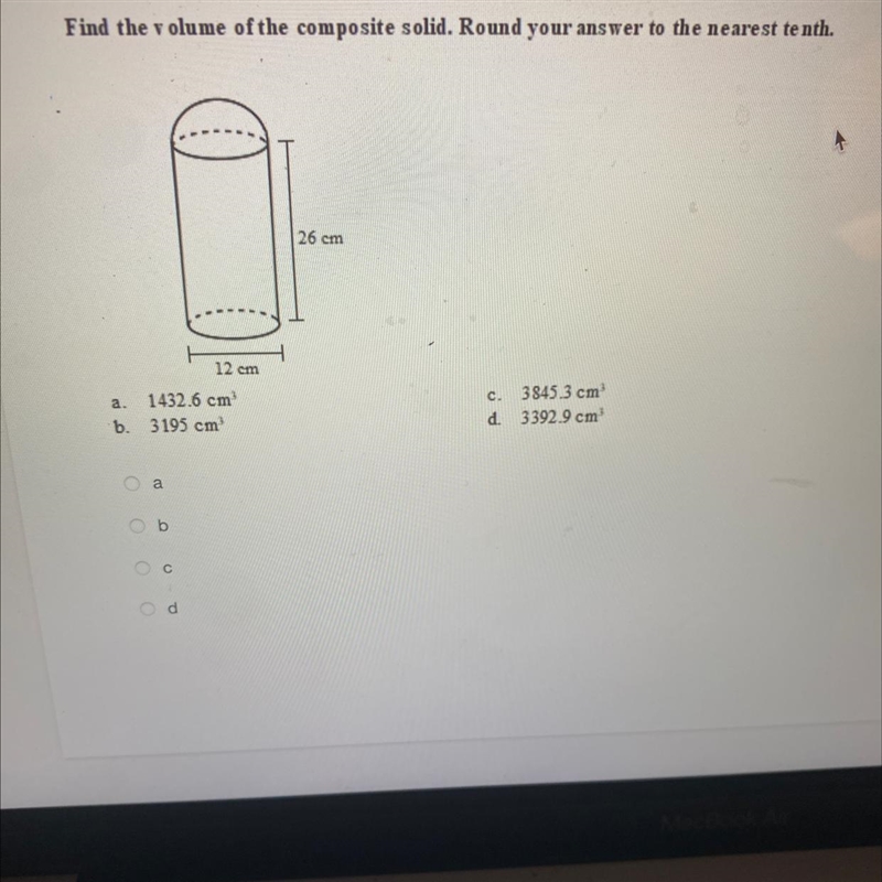 Find the volume of the composite solid. Round your answer to the nearest tenth.-example-1