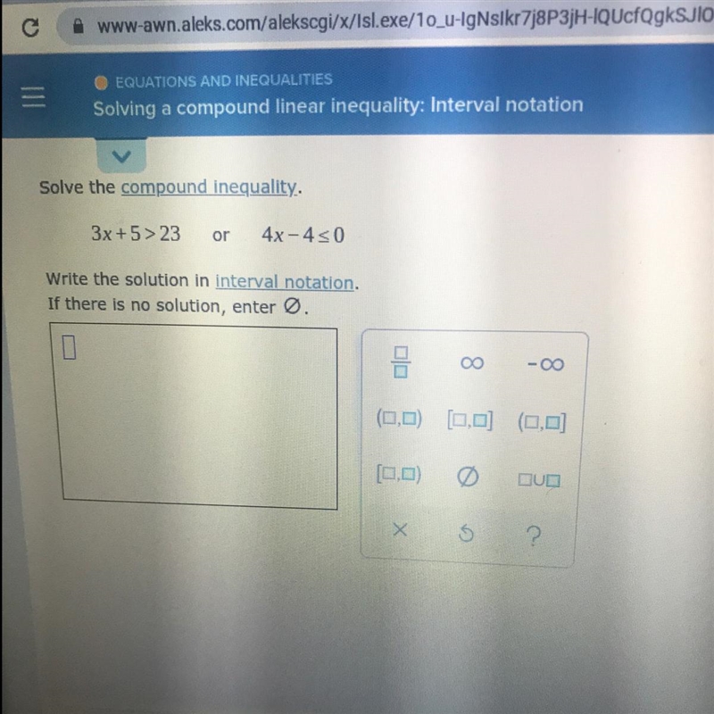 Solve the compound inequality ( please solve in proper formatting shown in box to-example-1