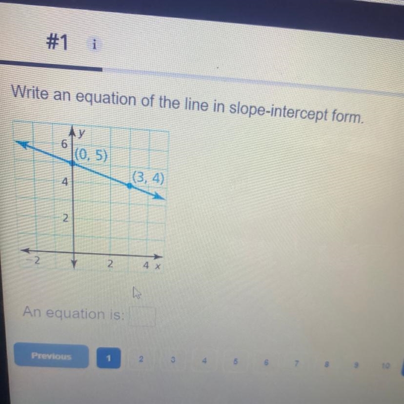 Write an equation of the line in slope-intercept form-example-1