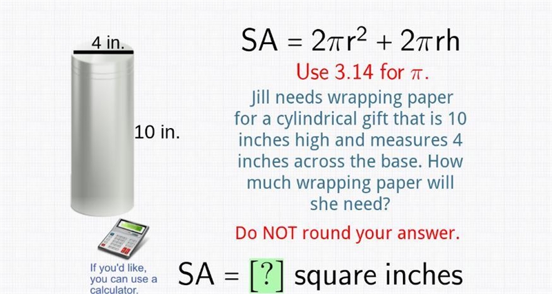 Find the surface area for the cylinder-example-1