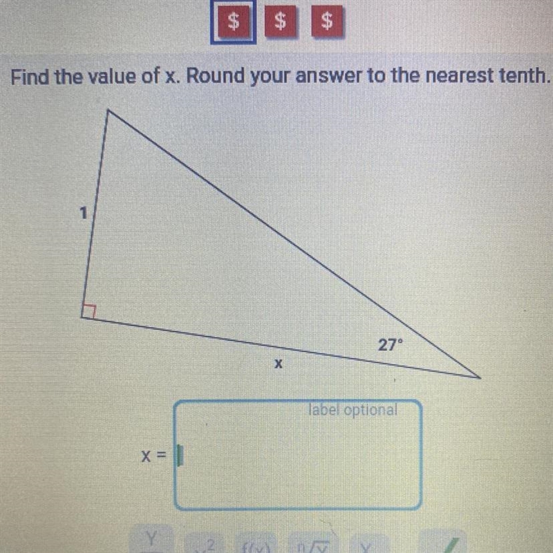 Find the value of x. Round your answer to the nearest tenth.-example-1