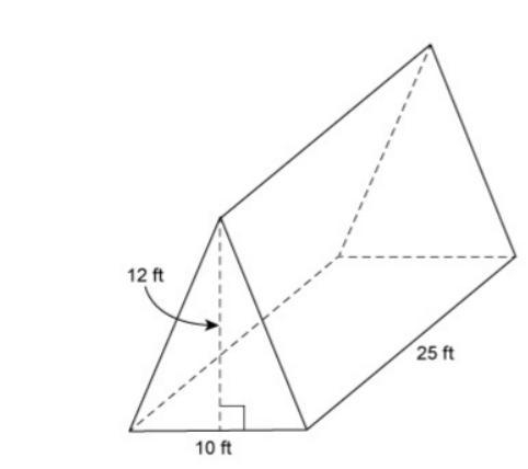 This figure shows the dimensions of an A frame house. What is the volume of the house-example-1