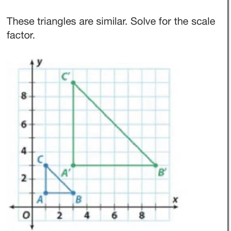 These triangles are similar. Solve for the scale factor.-example-1