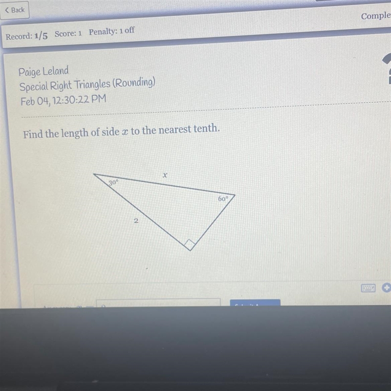 Find the length of side x to the nearest tenth.-example-1