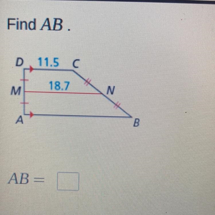 Find AB Find AB D 11.5 C 18.7 M N А B. АВ:-example-1