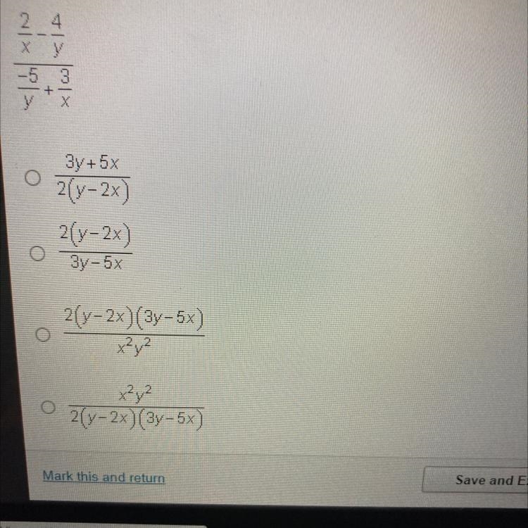 Answer please! 2/x -4/y ———— -5/y + 3/x-example-1