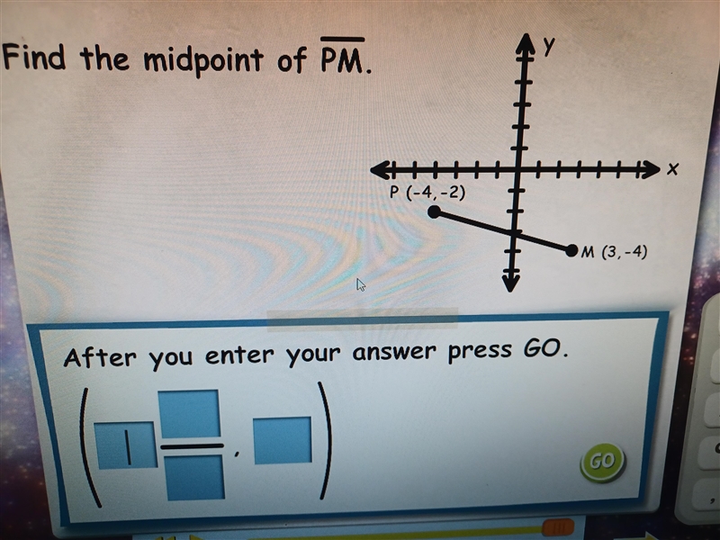 Find the midpoint of PM= Help me please thanks :)-example-1