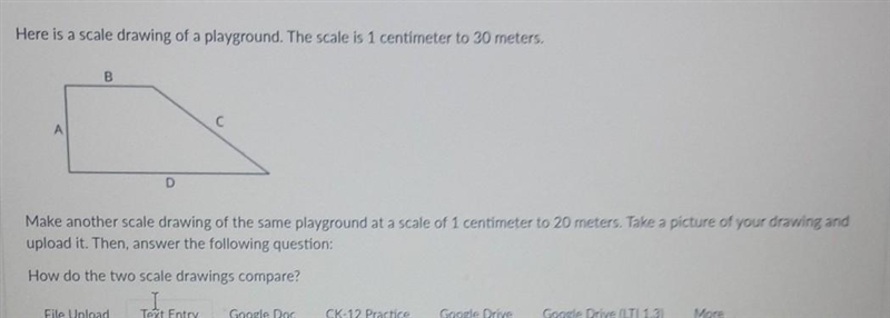 Please help!!Here is a scale drawing of a playground. The scale is 1 centimeter to-example-1